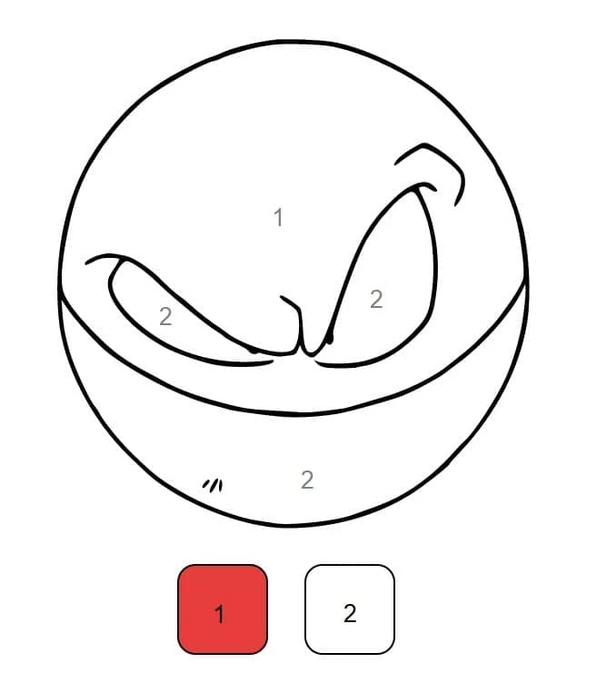 Dibujo de Voltorb coloreado mágico por números para colorear Dibujo de Voltorb coloreado mágico por números para colorear
