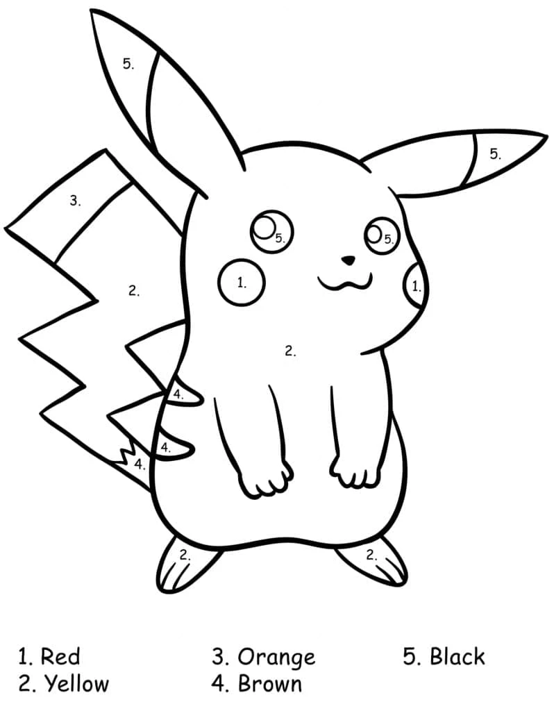 Dibujo de Pikachu para colorear por números para colorear Dibujo de Pikachu para colorear por números para colorear