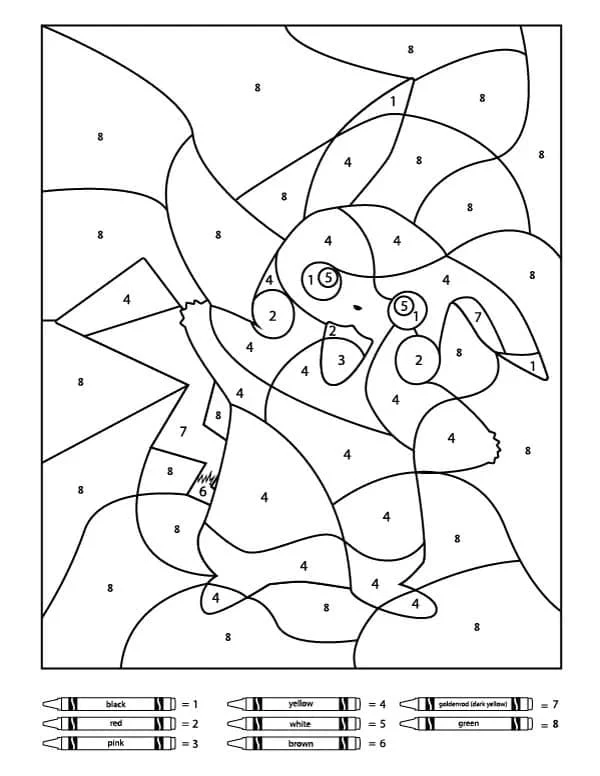 Dibujo de Pikachu dibujo mágico por números para colorear