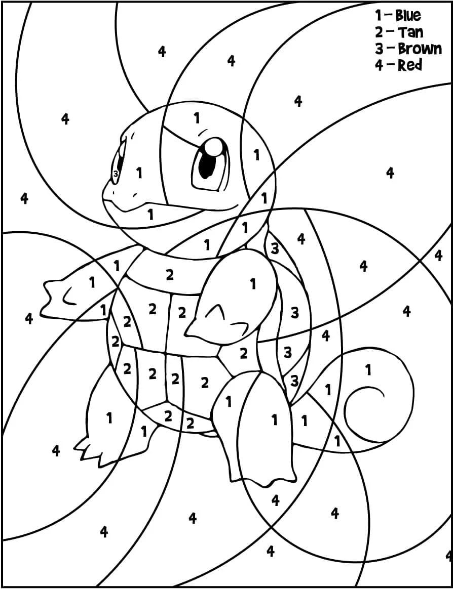 Dibujo de Magic Pokemon Squirtle para colorear por números para colorear Dibujo de Magic Pokemon Squirtle para colorear por números para colorear