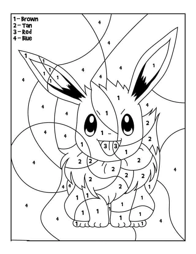 Dibujo de Eevee para colorear por números para colorear Dibujo de Eevee para colorear por números para colorear