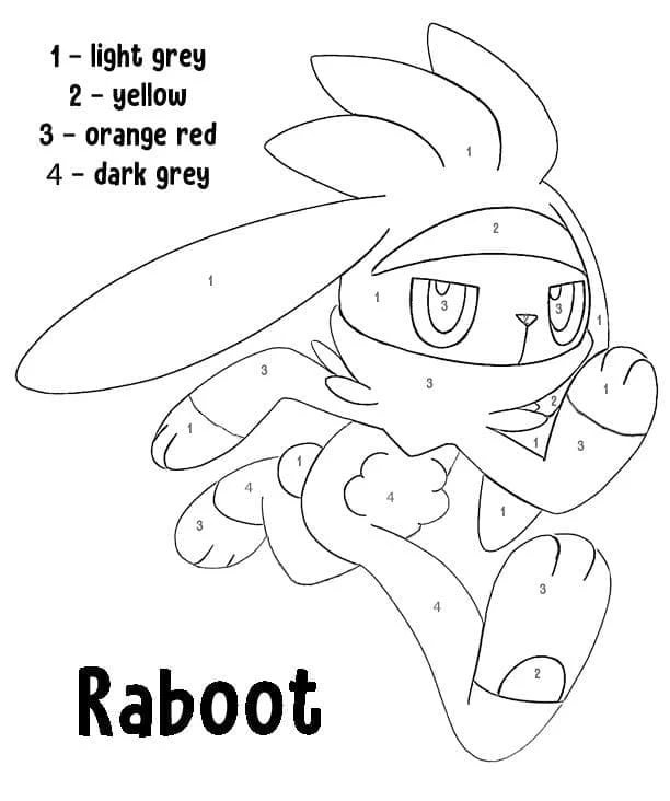 Dibujo de Magic Pokemon Raboot para colorear por números para colorear Dibujo de Magic Pokemon Raboot para colorear por números para colorear