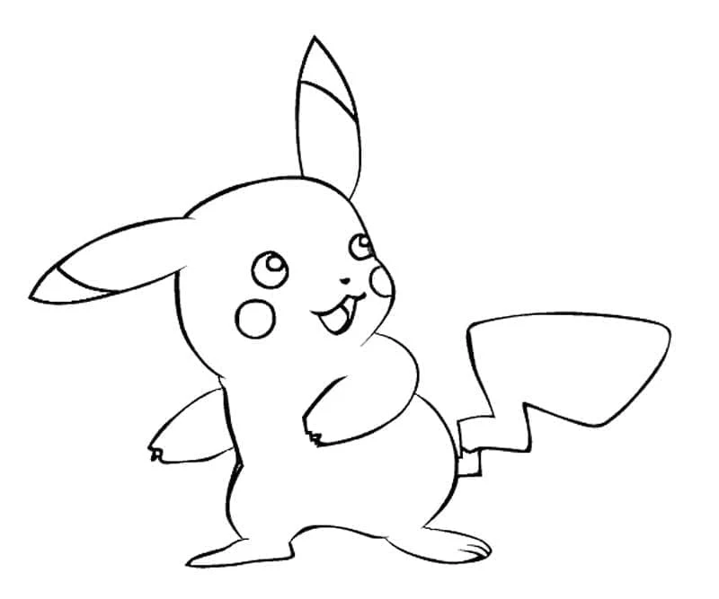 Dibujo de Pikachu de pie y sonriente para colorear Dibujo de Pikachu de pie y sonriente para colorear