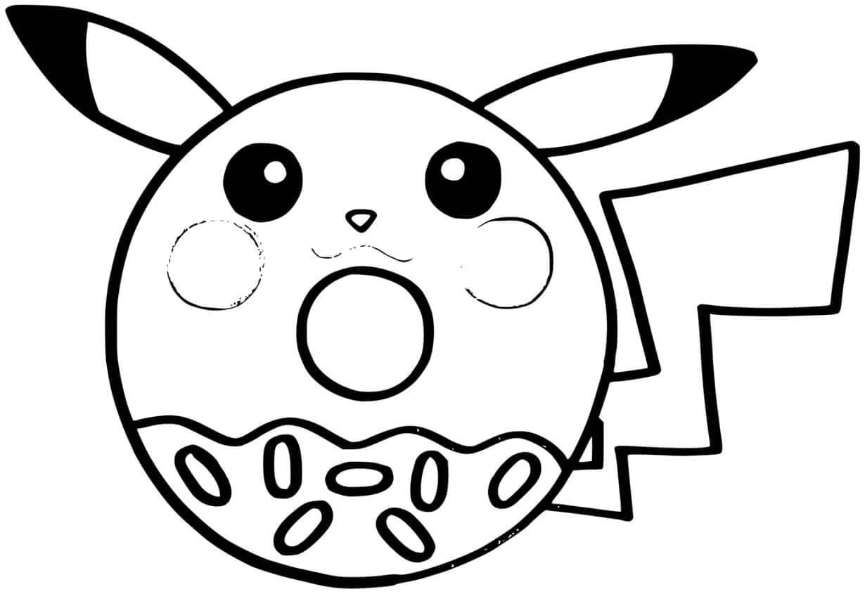 Dibujo de Pikachu con forma de donut y chispas para colorear Dibujo de Pikachu con forma de donut y chispas para colorear