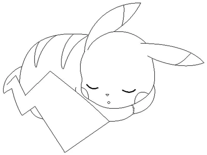 Dibujo de Pikachu durmiendo tranquilamente para colorear