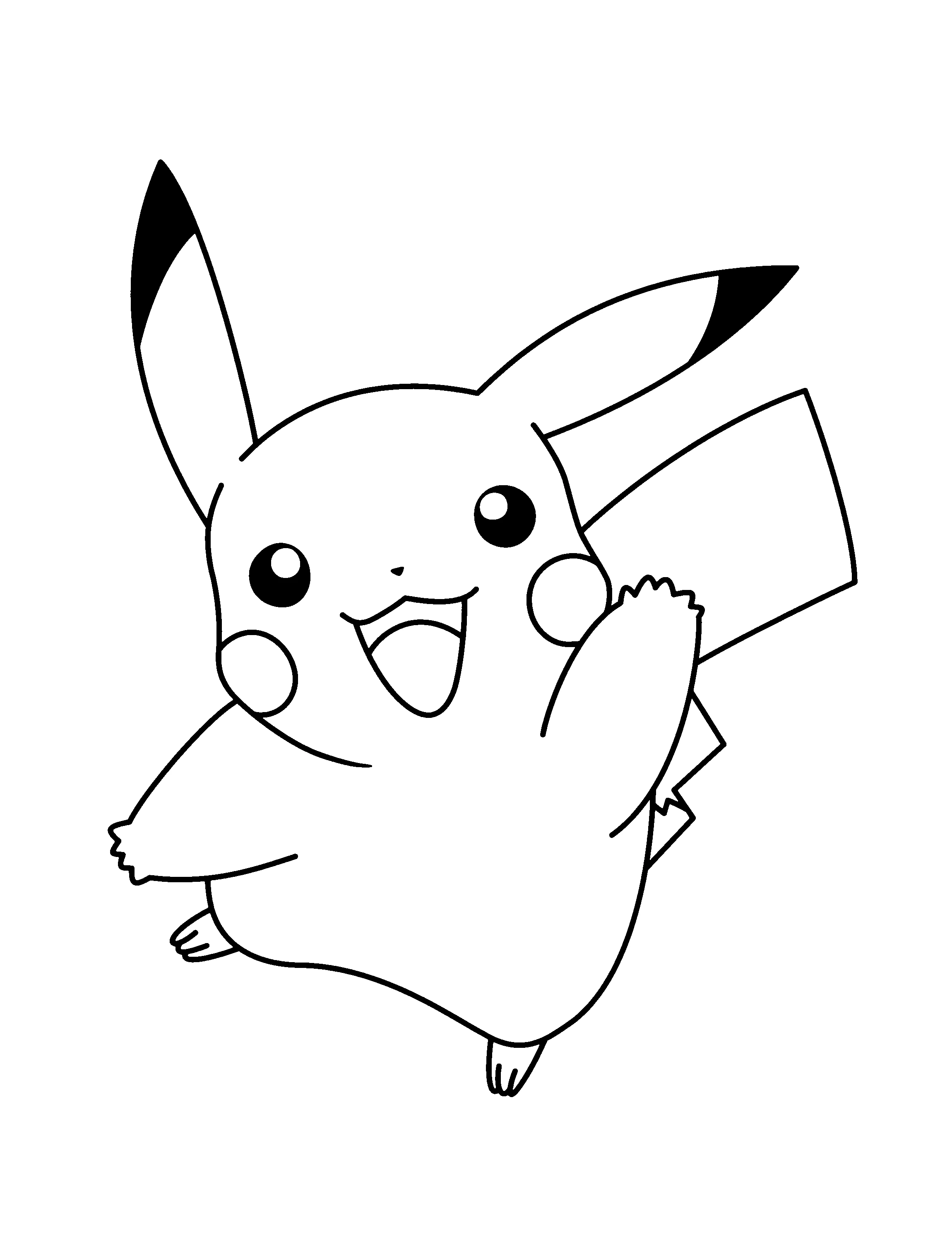 Dibujo de Pikachu saludando alegremente para colorear