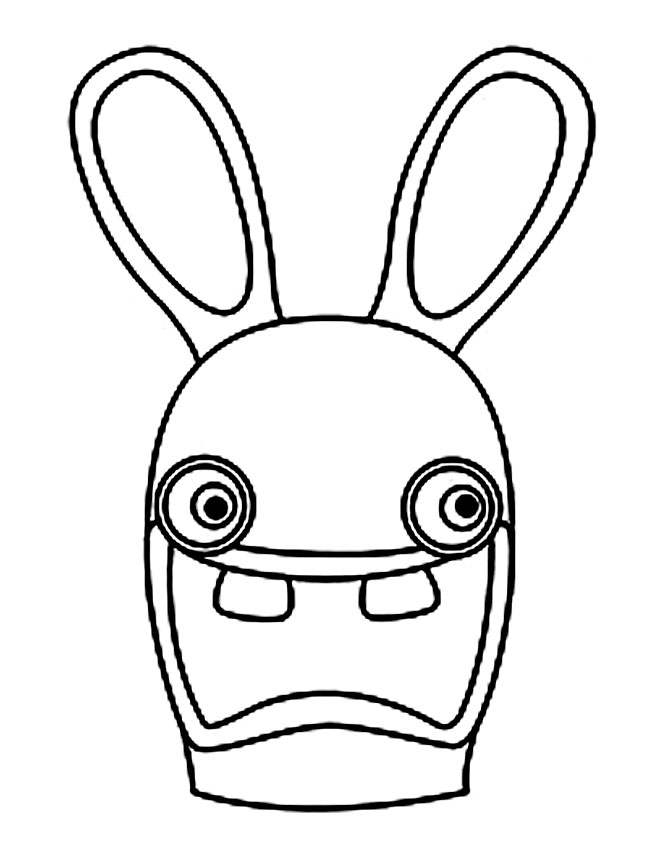 Dibujo de Rabbids cabeza con grandes ojos redondos para colorear