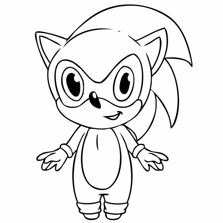 Dibujo de Sonic bebé de pie sonriendo para colorear Dibujo de Sonic bebé de pie sonriendo para colorear