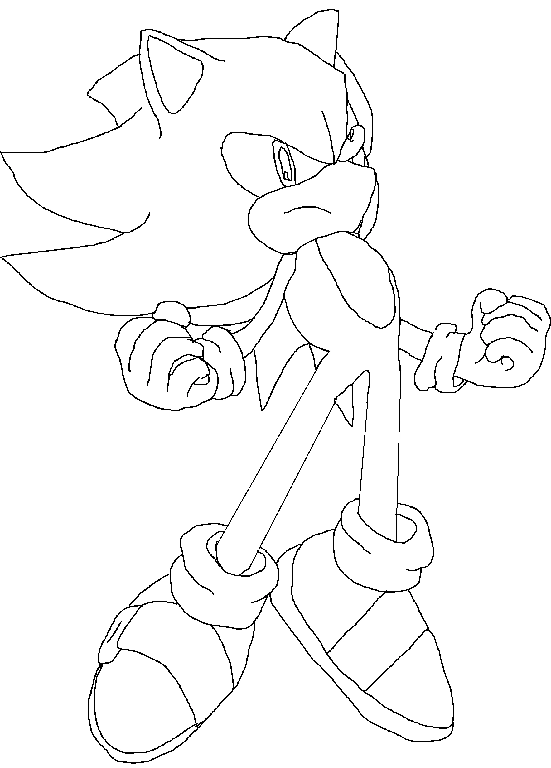 Dibujo de Super Sonic en posición de combate para colorear Dibujo de Super Sonic en posición de combate para colorear