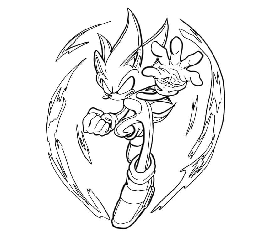 Dibujo de Sonic oscuro saltando con aura de energía para colorear Dibujo de Sonic oscuro saltando con aura de energía para colorear