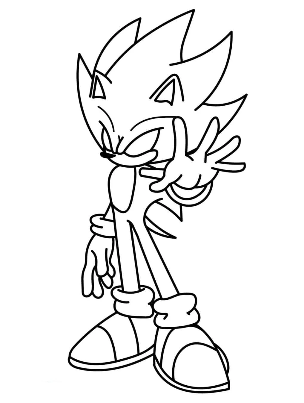 Dibujo de Sonic oscuro de pie tranquilo para colorear Dibujo de Sonic oscuro de pie tranquilo para colorear