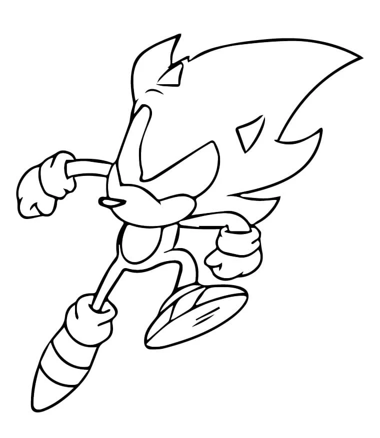 Dibujo de Sonic oscuro en pose dinámica para colorear Dibujo de Sonic oscuro en pose dinámica para colorear