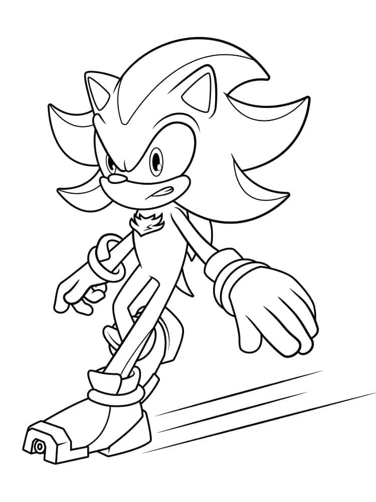 Dibujo de Sonic Shadow corriendo con determinación para colorear