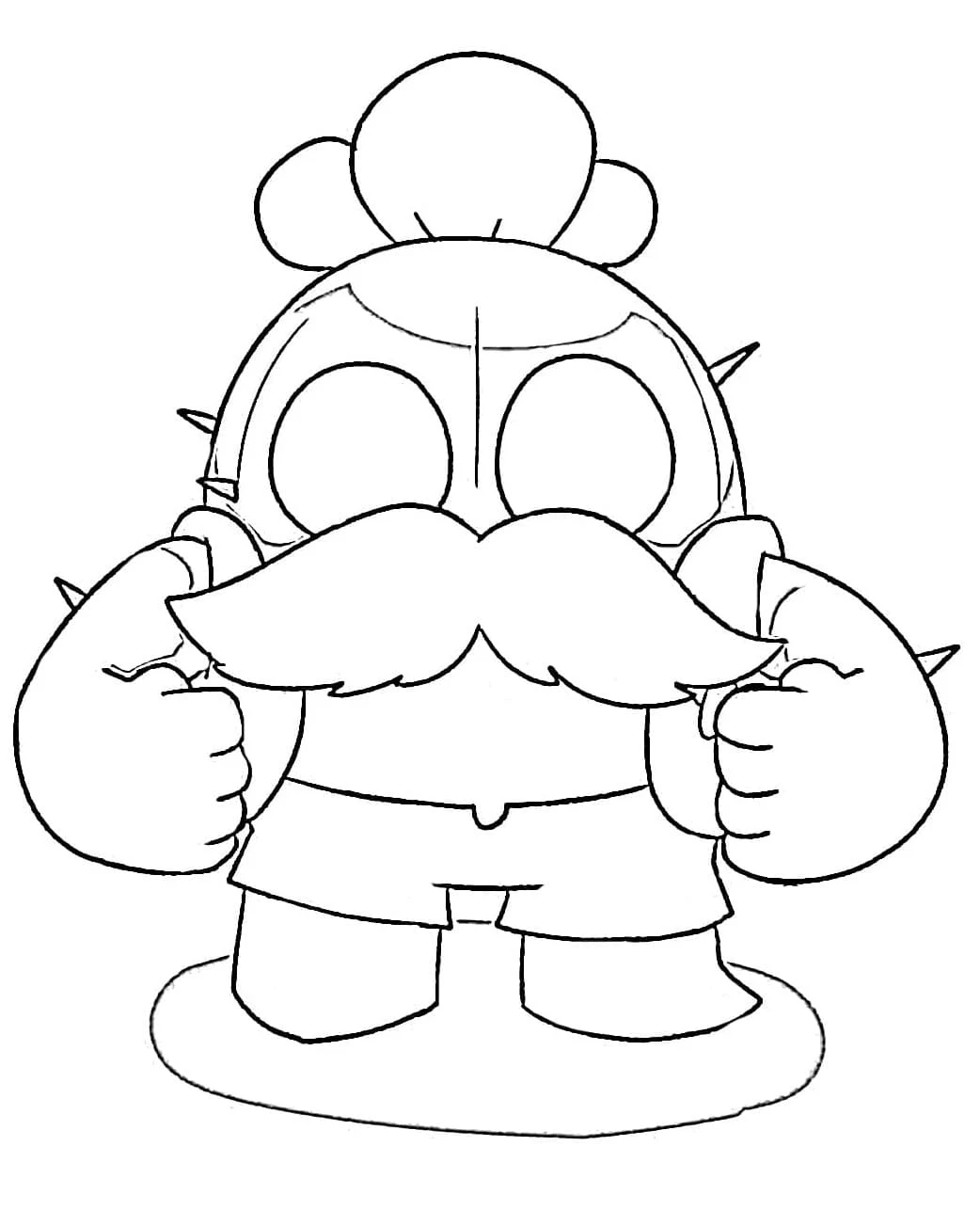 Dibujo de Spike Brawl Stars con un gran bigote para colorear Dibujo de Spike Brawl Stars con un gran bigote para colorear