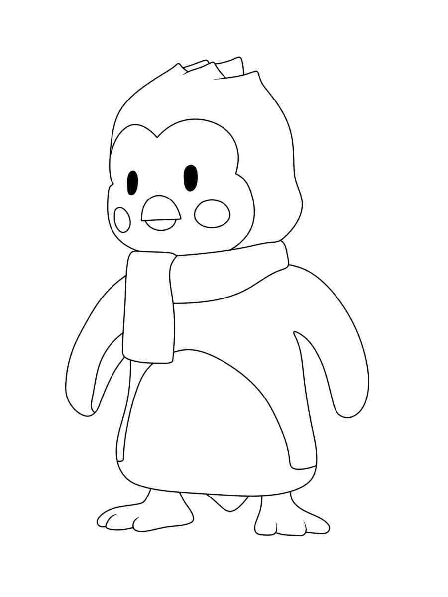 Dibujo de Chilly Penguin de pie con una bufanda para colorear Dibujo de Chilly Penguin de pie con una bufanda para colorear