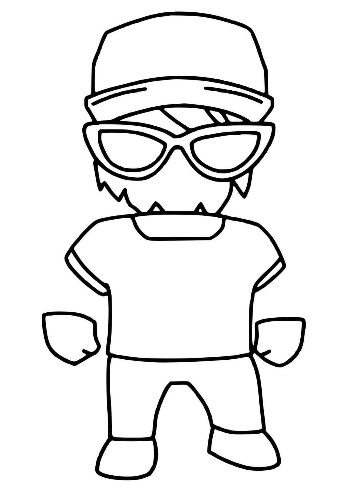 Dibujo de Personaje de Stumble Guys con gorra y gafas para colorear