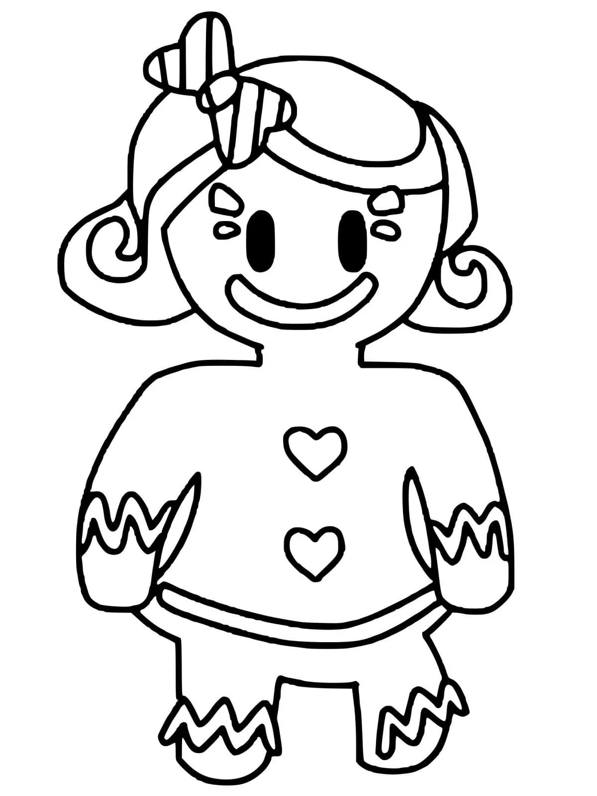 Dibujo de Gingerbread Gal de Stumble Guys sonriendo para colorear