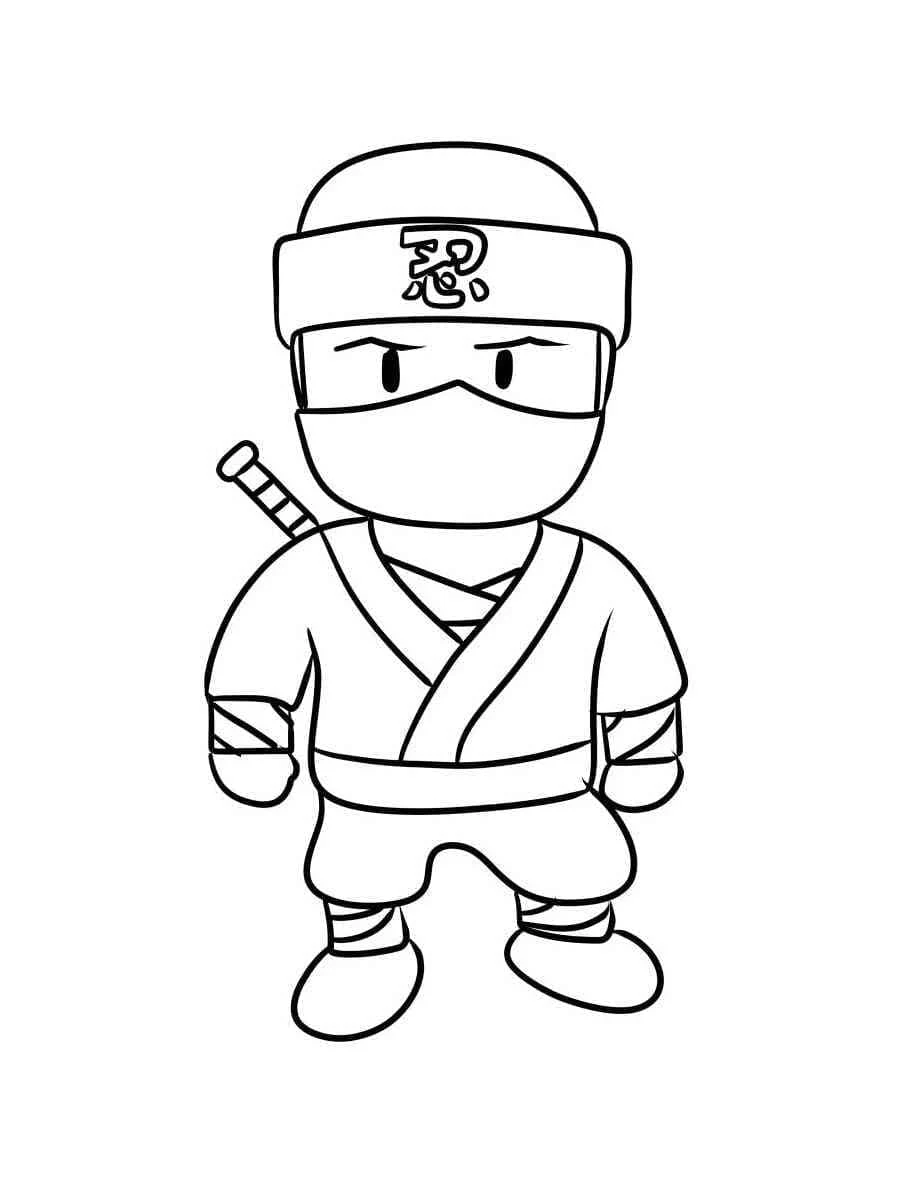 Dibujo de Ninja de pie con su espada en la espalda para colorear Dibujo de Ninja de pie con su espada en la espalda para colorear