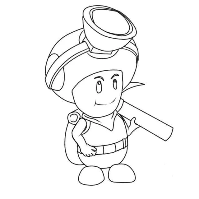 Dibujo de Toad con mochila y martillo para colorear