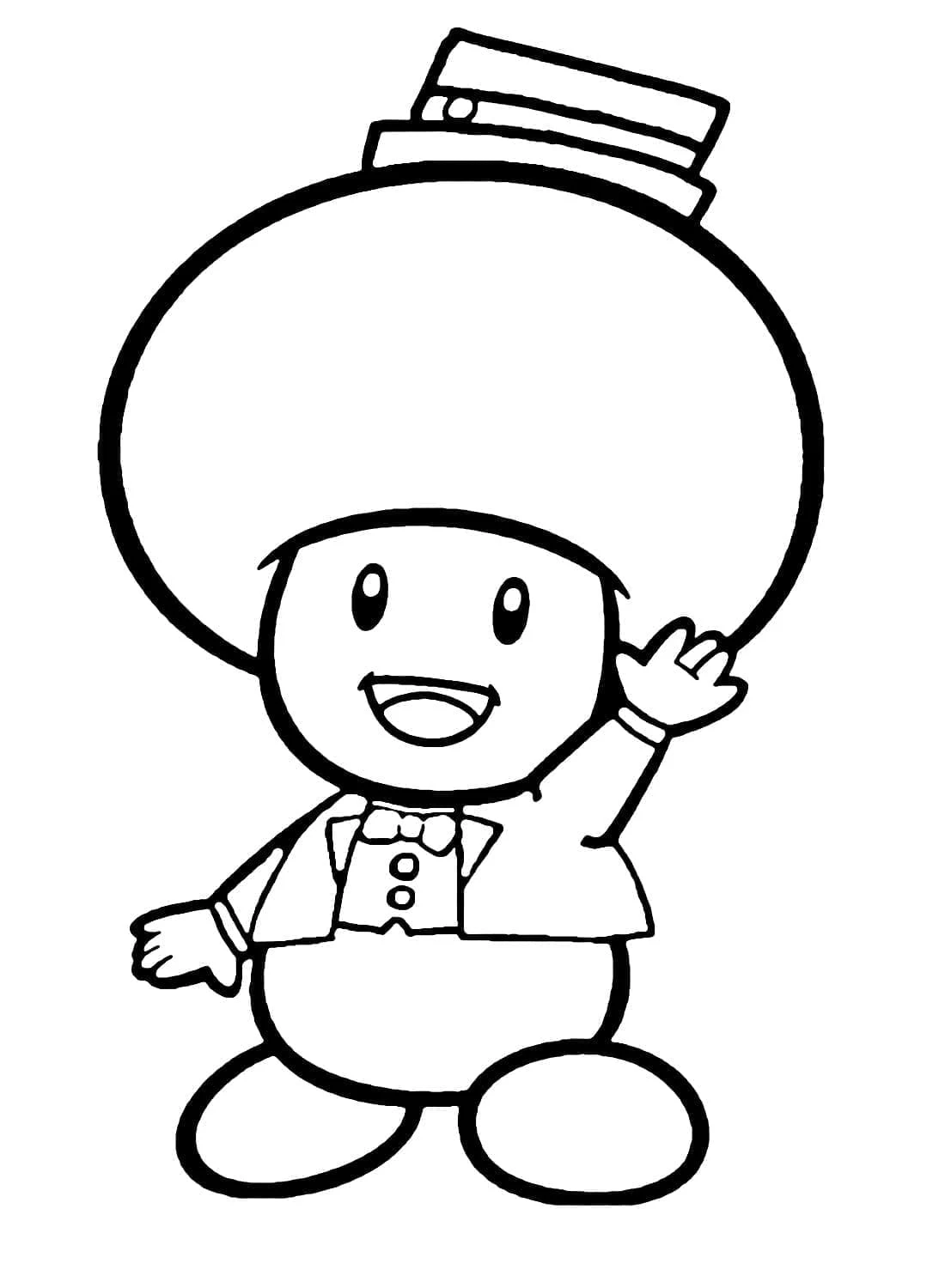 Dibujo de Toad sonriente saludando con la mano para colorear