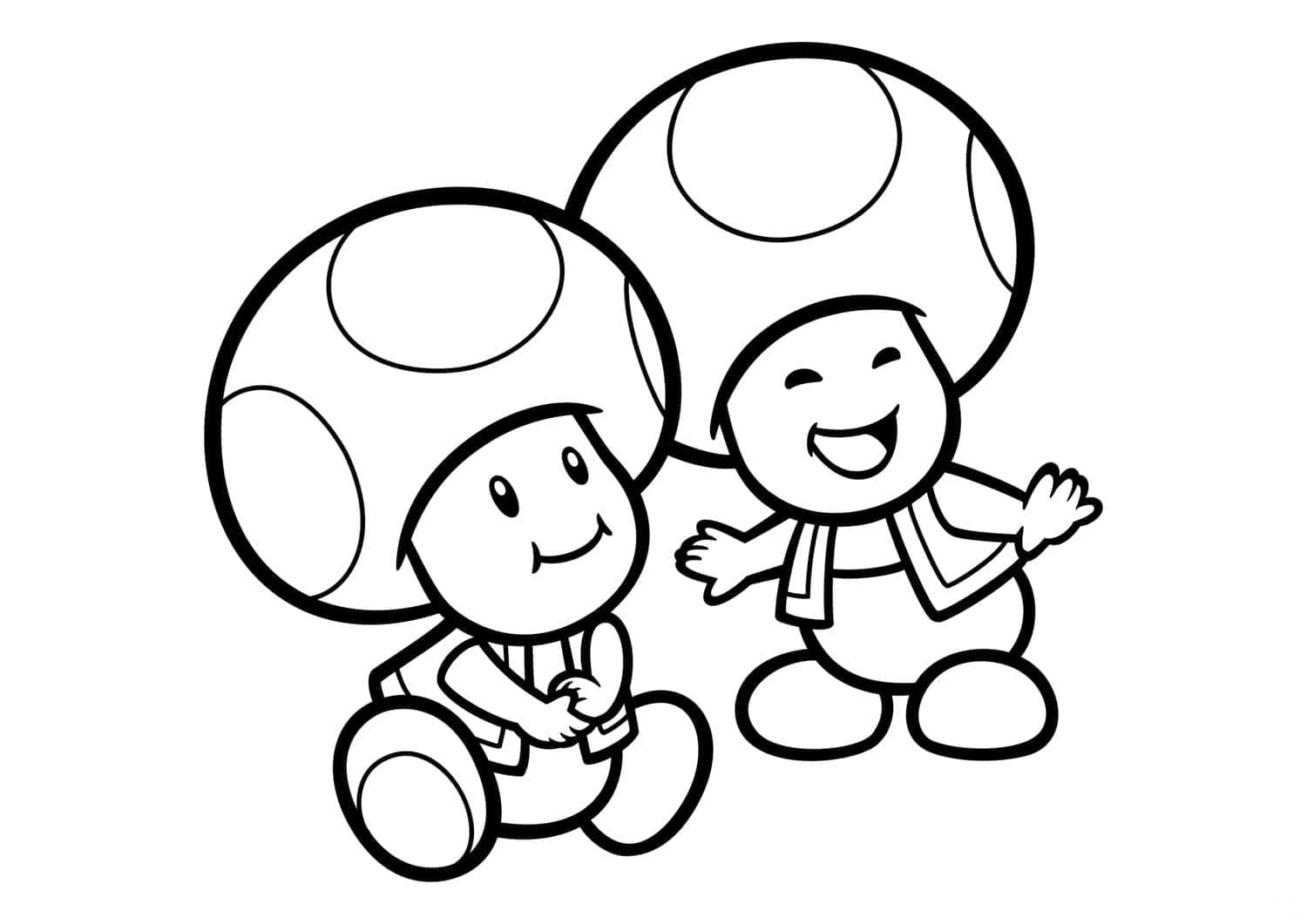 Dibujo de Toad y un amigo sonriendo juntos para colorear