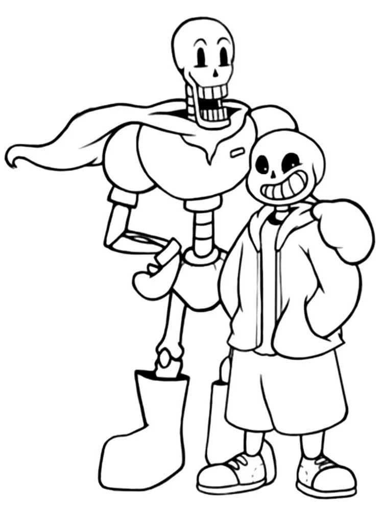 Dibujo de Papyrus y Sans de Undertale para colorear Dibujo de Papyrus y Sans de Undertale para colorear
