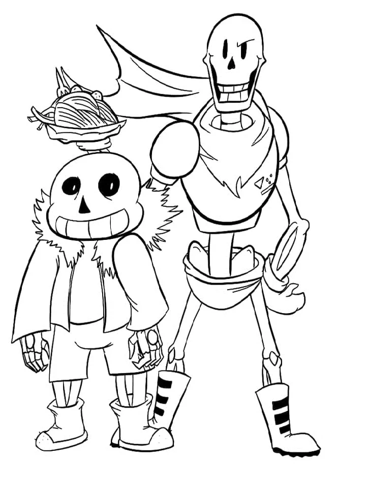 Dibujo de Sans y Papyrus juntos para colorear Dibujo de Sans y Papyrus juntos para colorear