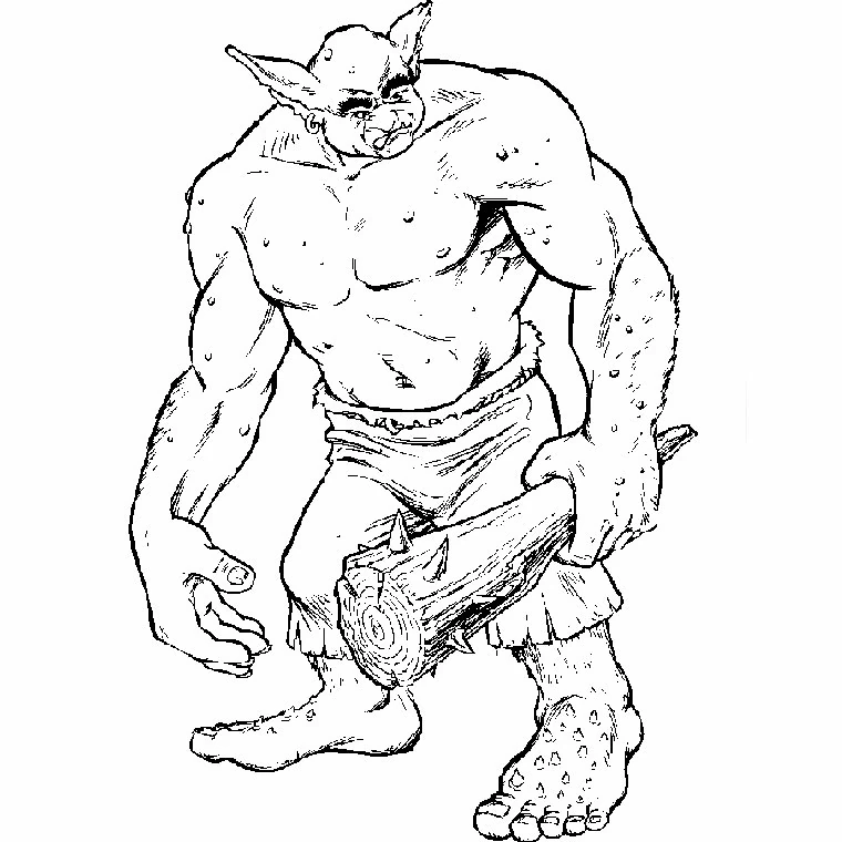 Dibujo de Warcraft ogro con una maza con pinchos para colorear Dibujo de Warcraft ogro con una maza con pinchos para colorear