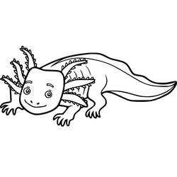 Dibujo de Ajolote sonriente con branquias plumosas para colorear