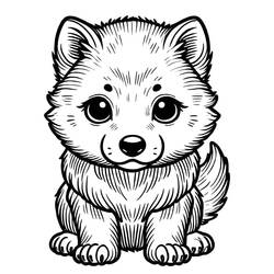 Dibujo de Bebé lobo sentado mirando al frente para colorear