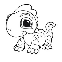 Dibujo de Bebé dinosaurio de ojos grandes para colorear