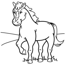 Dibujo de Caballo alegre caminando en el prado para colorear