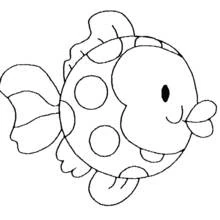 Dibujo de Pez redondo sonriente con lunares para colorear