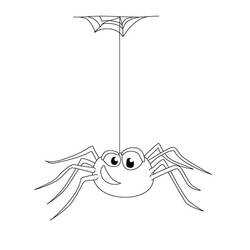 Dibujo de Araña colgando de su telaraña para colorear Dibujo de Araña colgando de su telaraña para colorear