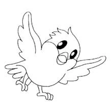 Dibujo de Pajarito volando con las alas extendidas para colorear