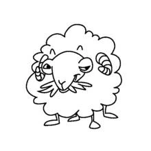 Dibujo de Cabra lanuda con cuernos curvados para colorear
