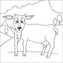 Dibujo de Cabra de pie en un paisaje montañoso para colorear