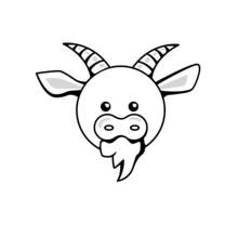 Dibujo de Cabra con grandes cuernos y barba para colorear