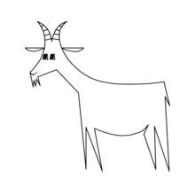 Dibujo de Cabra con cuernos curvados de pie para colorear