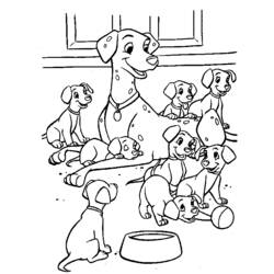 Dibujo de Cachorro dálmata junto a su madre para colorear