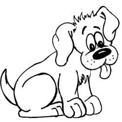 Dibujo de Cachorro sentado con la lengua fuera para colorear