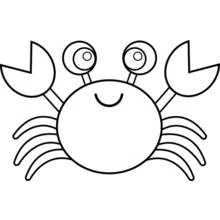 Dibujo de Cangrejo con cuerpo redondo y sonriente para colorear