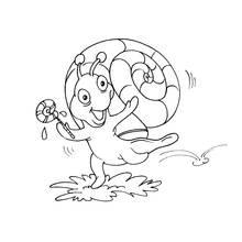 Dibujo de Caracol bailando con una piruleta para colorear Dibujo de Caracol bailando con una piruleta para colorear