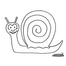 Dibujo de Caracol sonriente con su caparazón en espiral para colorear Dibujo de Caracol sonriente con su caparazón en espiral para colorear