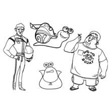 Dibujo de Turbo el caracol y sus amigos de la película de carreras para colorear Dibujo de Turbo el caracol y sus amigos de la película de carreras para colorear