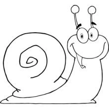 Dibujo de Caracol sonriente con caparazón en espiral para colorear Dibujo de Caracol sonriente con caparazón en espiral para colorear