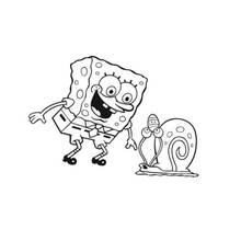 Dibujo de Caracol caminando junto a Bob Esponja para colorear Dibujo de Caracol caminando junto a Bob Esponja para colorear