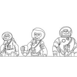Dibujo de Chimpancés astronautas con trajes espaciales para colorear