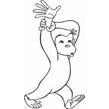 Dibujo de Chimpancé levantando un brazo al caminar para colorear