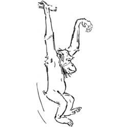 Dibujo de Chimpancé colgado de un brazo para colorear